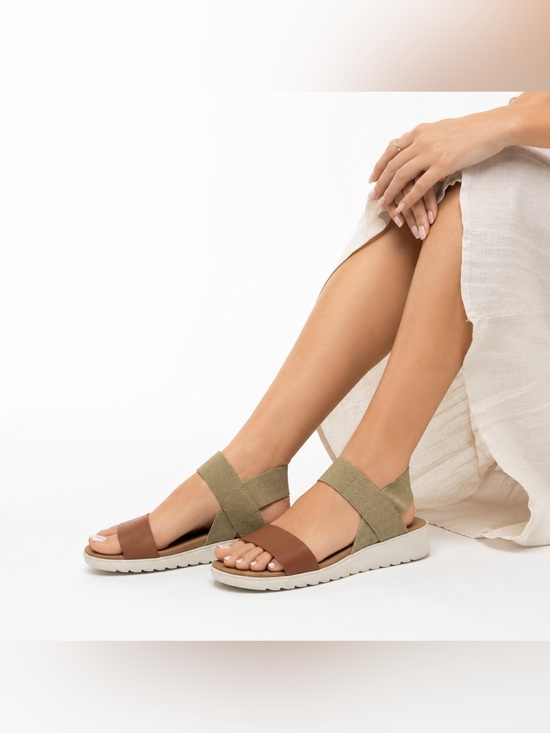 Kensie Shoes - Kensie Everlee Comfort Sandals Brown Beige Crisscross Platform Slides Casual